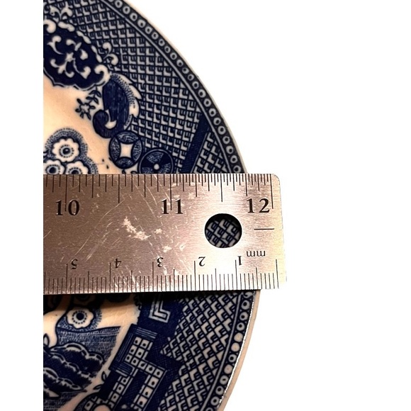 Vintage Blue Willow Chinoiserie blue white vegetable bowl occupied Japan 8.5”x12 - Picture 11 of 11